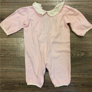 Ralph Lauren Pink One-Piece Footie with White Scalloped Collar